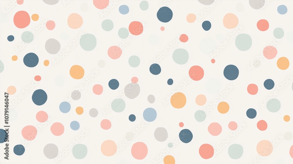 Poster colorful pattern of small circles is displayed on a white background. the circles are of various siz