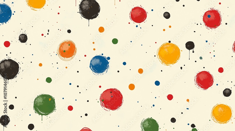 Aufkleber colorful pattern of dots and circles with a splash of black. the dots are of various sizes and color