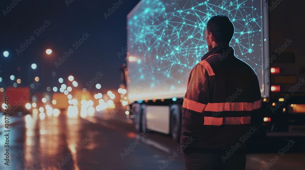 Aufkleber a logistics manager utilizes an advanced ai application to effectively optimize delivery routes, sig