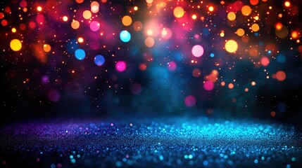 Colorful background with many small dots of light. The background is blue and purple
