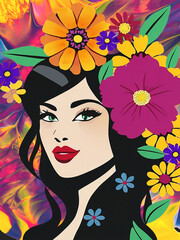 Naklejka premium Frau mit Blumenschmuck 2