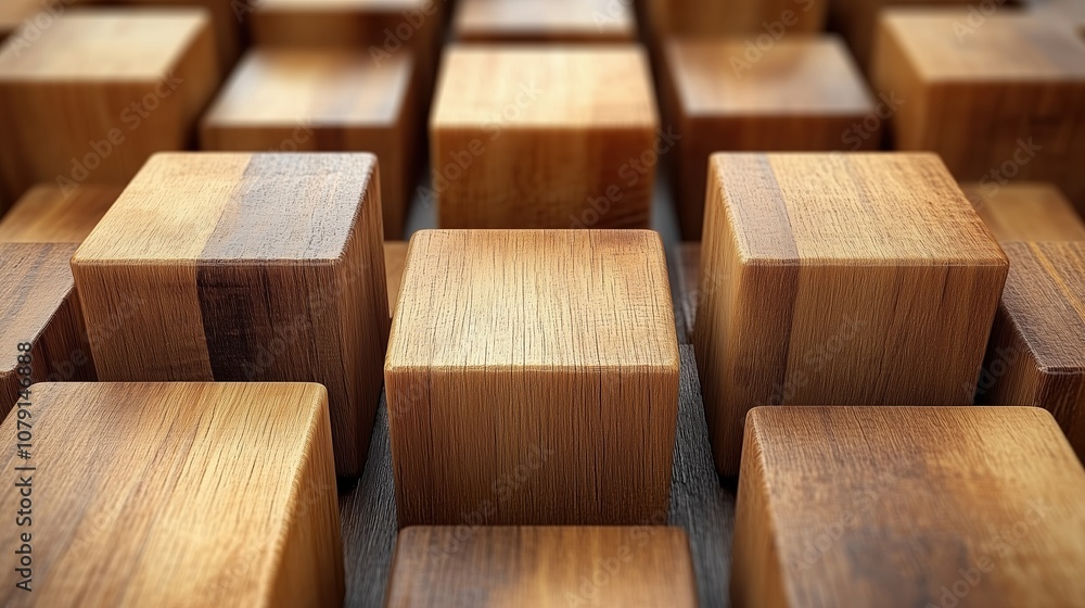 Poster close up of wooden blocks with a wood grain texture. the blocks are arranged in a way that they appe