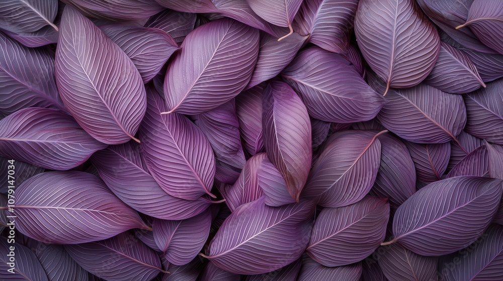 Poster close up of purple leaves with a wet look. the leaves are arranged in a way that creates a sense of 