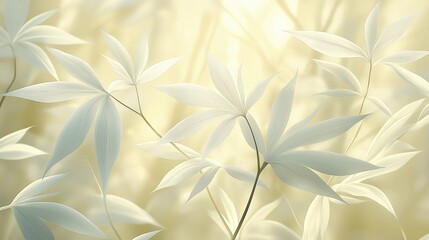Close up of a bunch of white leaves with a yellow background. The leaves are very thin and delicate, and the yellow background gives the image a warm and inviting feeling