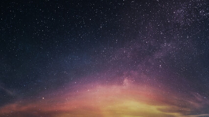 Beautiful night starry sky with clouds. Space and stars