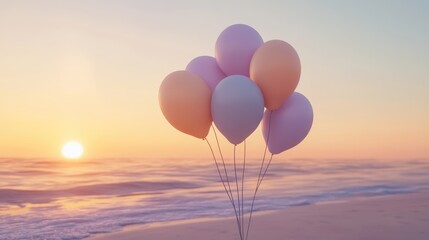 Fototapeta premium The Colorful Balloons at Sunset