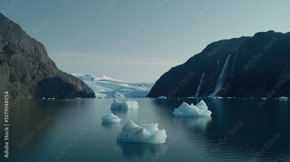 Aufkleber body of water with a large number of ice chunks floating on it. the ice chunks are scattered through