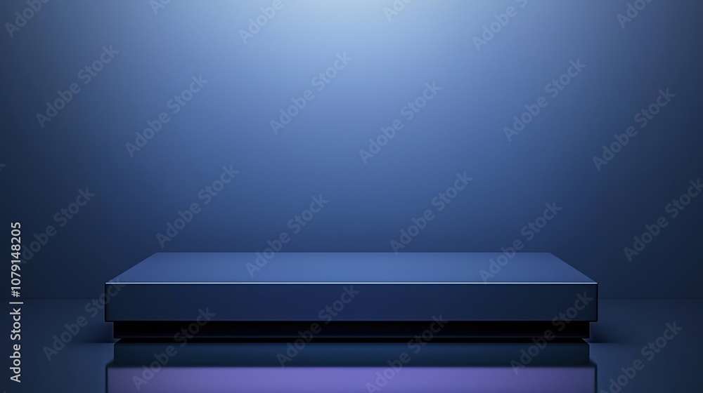 Poster blue box with a white border sits on a blue background. the box is empty and the background is a dee
