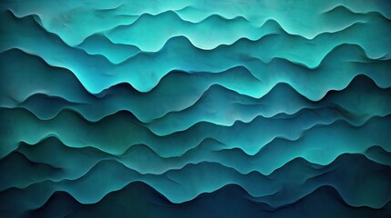 Obraz premium Blue ocean with waves. The waves are very large and the water is very deep. The painting has a calming and peaceful mood, as if the viewer is looking out at the ocean and feeling relaxed