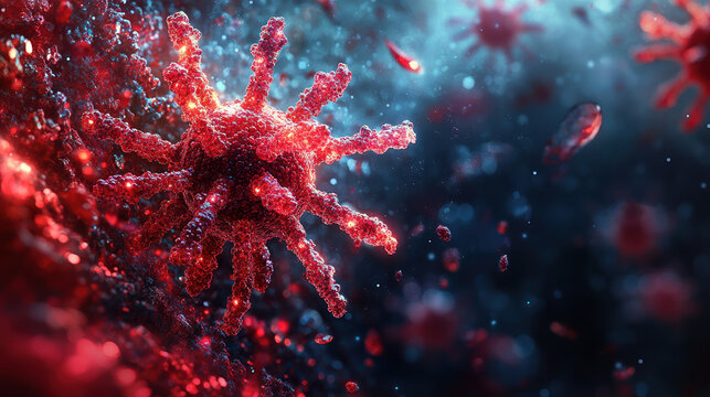 Close-up of a virus representation, emphasizing health awareness related to AIDS and HIV.