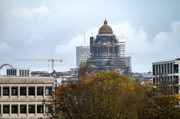 Obraz premium High angle view over the industry and court house in Anderlecht, Brussels Capital Region, Belgium