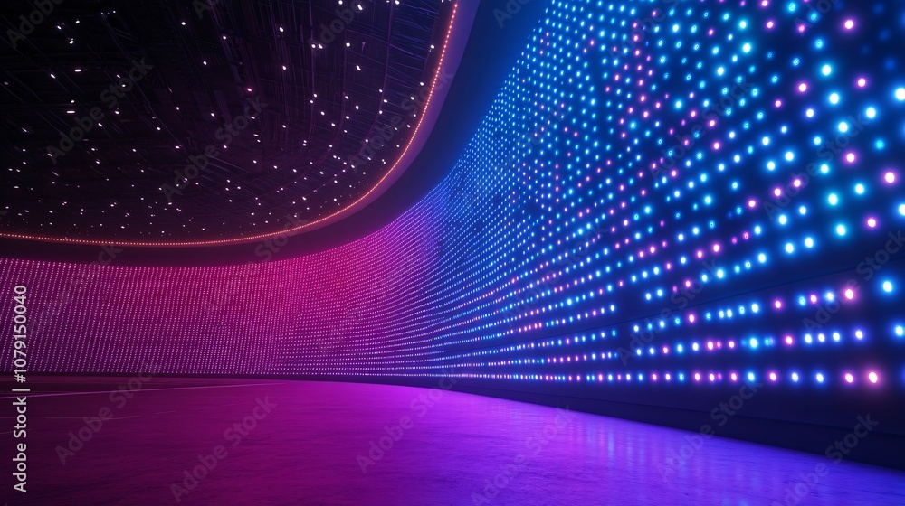 Poster a vibrant display of colorful led lights creates a stunning backdrop with a gradient from pink to bl