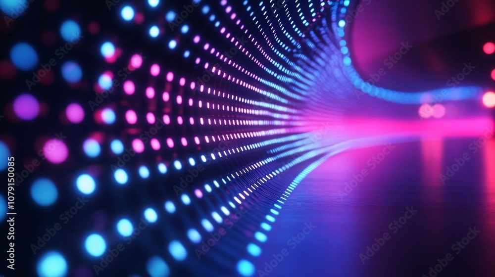 Poster a vibrant, abstract display of colorful lights in a wave pattern, showcasing a captivating blend of 