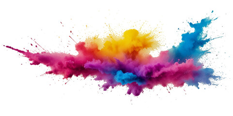 Colorful smoke rainbow painted holi fog festival background. Colorful rainbow paint color smoke cloud explosion isolated on transparent background.
