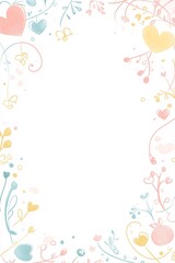 A cute, profile picture frame, in a simple cartoon style. The background is white, with flower-style cute the border. The border is filled with pastel colors