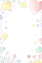 A cute, profile picture frame, in a simple cartoon style. The background is white, with flower-style cute the border. The border is filled with pastel colors