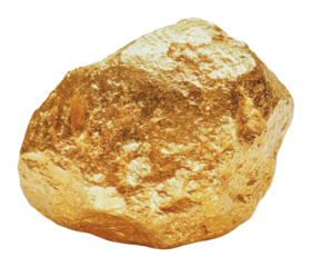 PNG Natural gold nugget resting on a white background