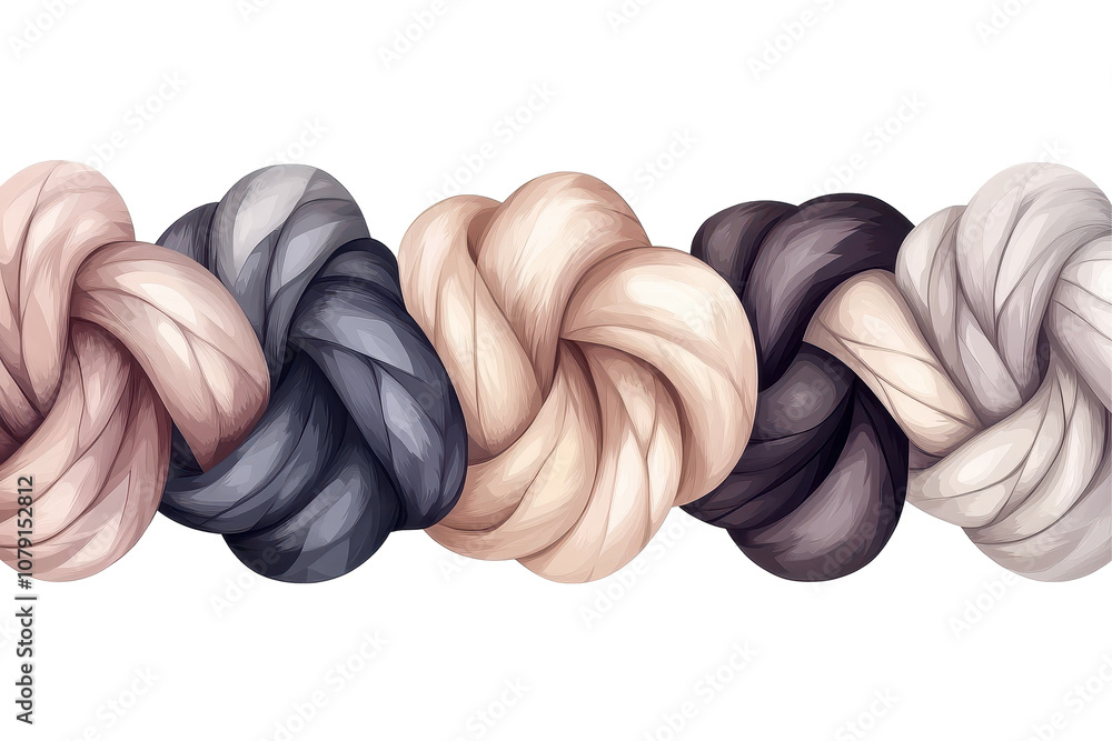 Poster braided lines in a knitted seamless pattern showcasing soft colors and textures