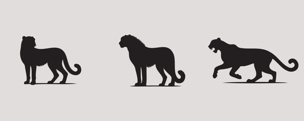 Cheetah silhouette bundle vector illustration