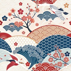 Black and White Japanese Geometric Pattern