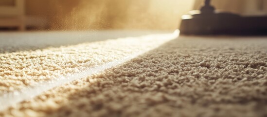 Close up of a clean line on carpet after water extraction showcasing effective domestic cleaning using a high powered extractor machine