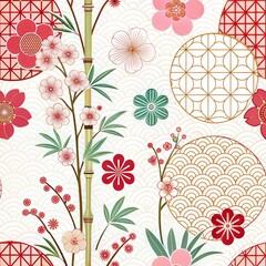 Colorful Japanese Floral Pattern