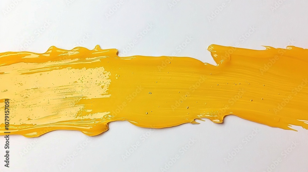 Poster a close-up of yellow paint smudges on a white surface with a light blue sky in the background is an 
