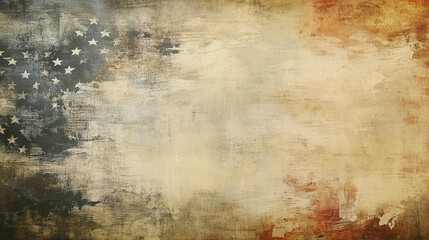 Fototapeta premium Vintage American flag background with a weathered, textured design and faded colors evoking a sense of history and patriotism