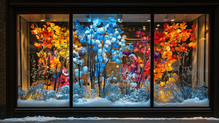 Winter and Christmas decorations in vibrant orange tones, with a flat lay and copy space