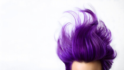 Modern Purple hairstyle concept on white background, high resolution with copy space