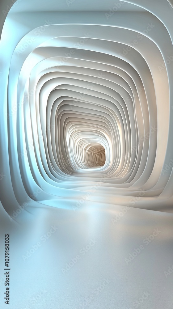 Poster a white tunnel with a light at the end and a tunnel at each end with a light