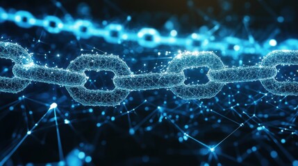 Chain made of glowing links, symbolizing unity and strength through connection 