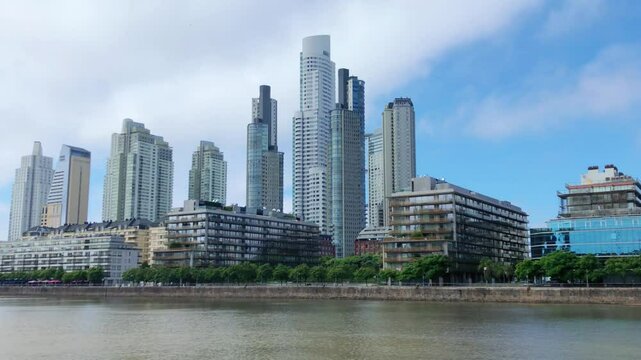 Skyscrapers across the river in Puerto Madero in Buenos Aires, Argentine.