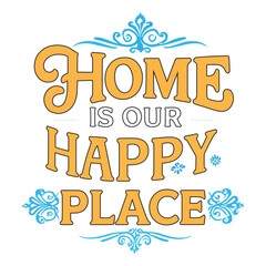 Home is our happy place lettering design t shirt vector typography lettering design t shirt vector typography, Christmas Greeting with Mistletoe Branches, Pinecones, Holly Leaves, Berries and Snowflak