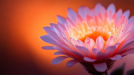   A zoom-in of a pink blossom featuring a yellow heart-shaped core and a scarlet center at its focal point