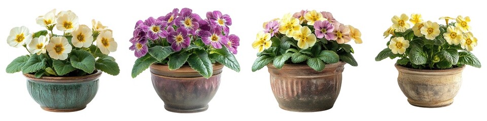 Indoor Flowering Plant Primrose Collection in Traditional Ceramic Pot