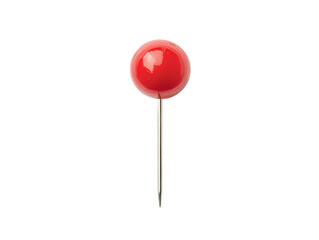Red push pin isolated on white background