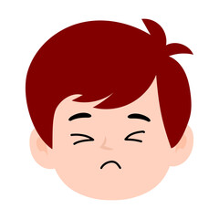 boy red color avatar cartoon emoticon, expression face