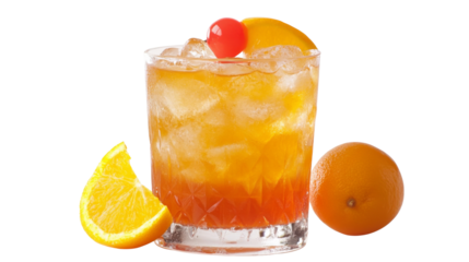 Old-fashioned cocktail drink, isolated on white background