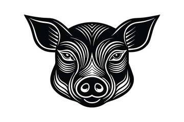 Pig Head Silhouette Vector Illustration - Minimalist Farm Animal Icon for Rustic, Livestock, and Agricultural Branding DesignsPig Head Silhouette Vector Illustration - Minimalist Farm Animal Icon 