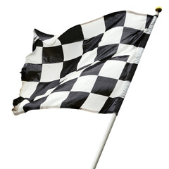 Checkered flag indicating the end of a race, isolated on white background
