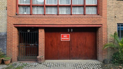 No Parking - Vintage Garage Door in London
