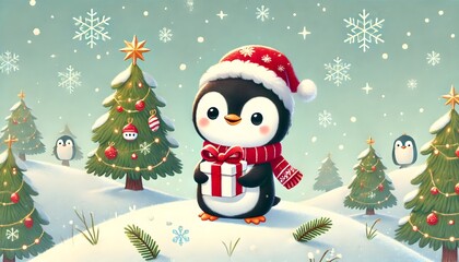 Fototapeta premium christmas card with snowman