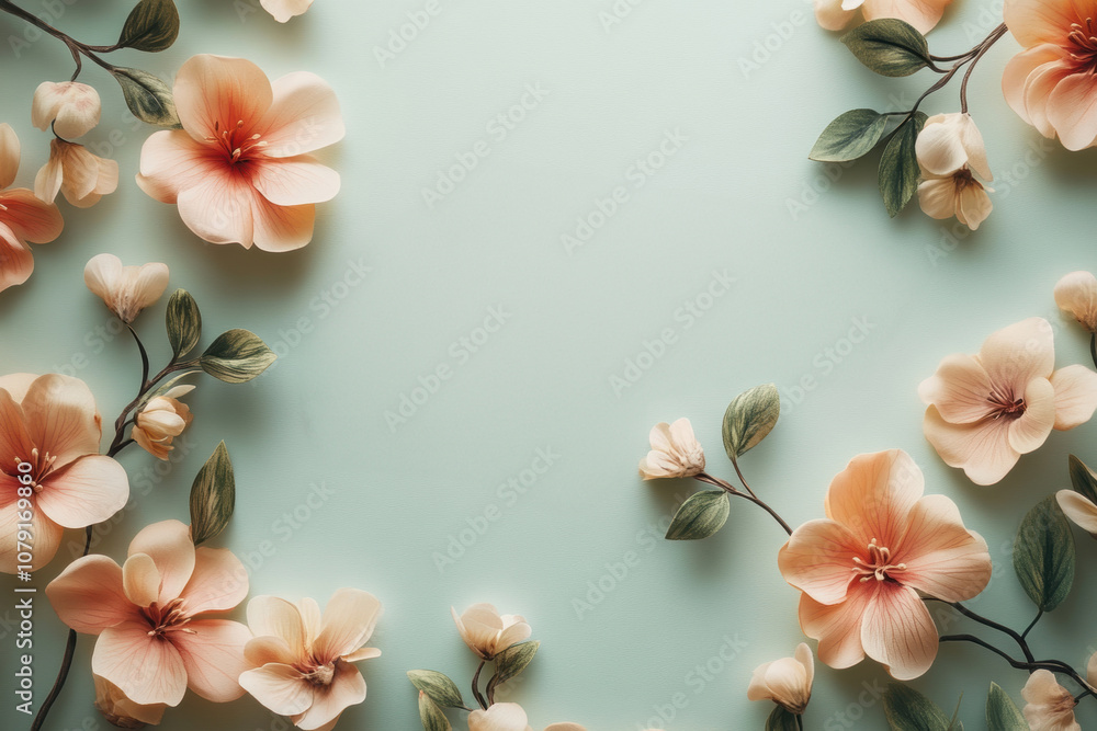 Poster feminine greeting card, mockup template for a lovely womans day card with a charming botanical desig