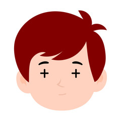 boy red color avatar cartoon emoticon, expression face