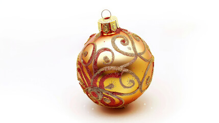 golden christmas ball isolated on white background