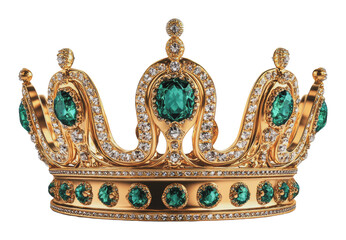 Fototapeta premium PNG Gold crown with emerald gemstones