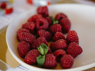 raspberries in a bowl