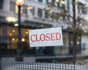 Vintage Wooden Closed Sign on Glass Door of a Retail Business