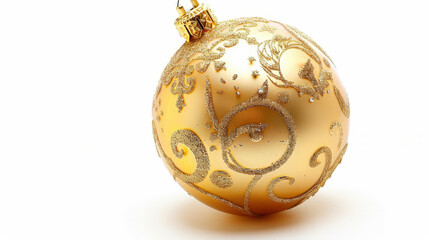 golden christmas ball isolated on white background